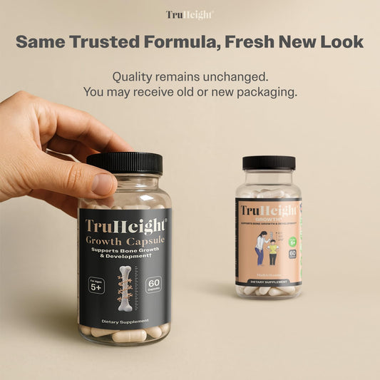 Close-up of TruHeight Growth Capsules packaging