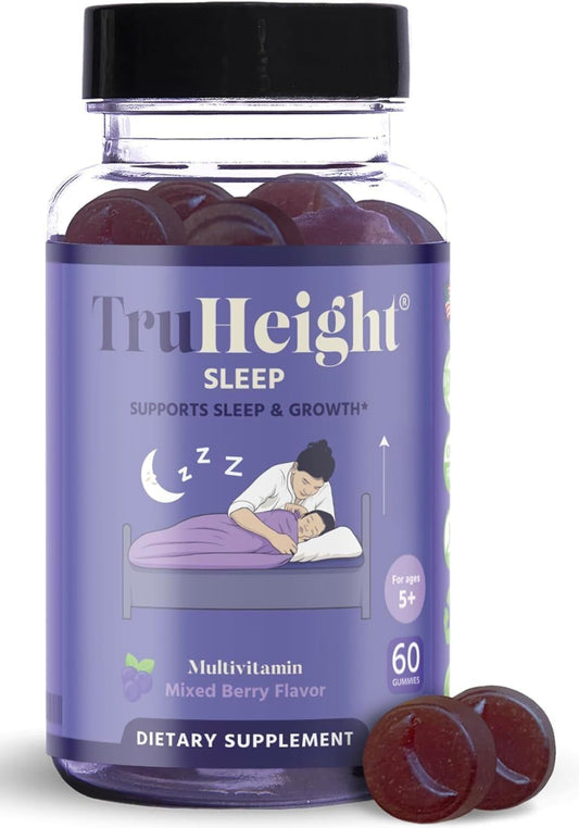 Jar front view of TruHeight Sleep Gummies for kids and teens