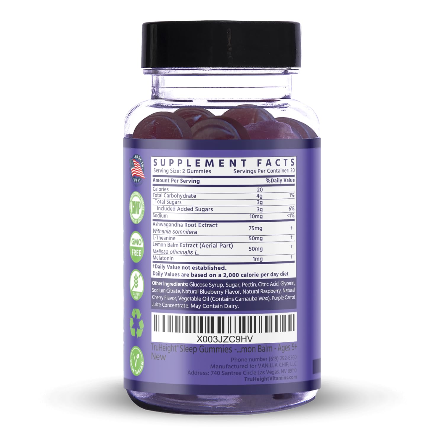 Close-up of Mixed Berry flavor gummies