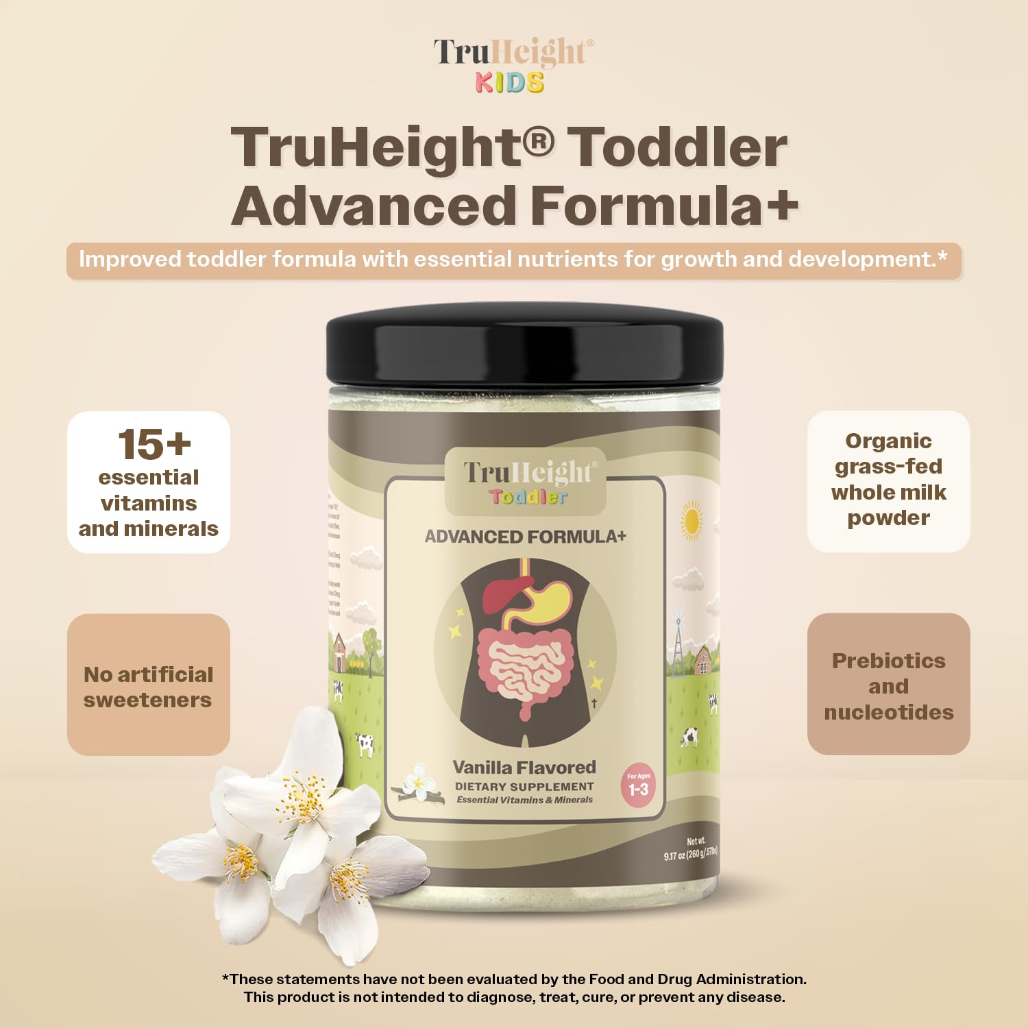 Pediatric-endorsed formula with 16 vitamins for toddlers