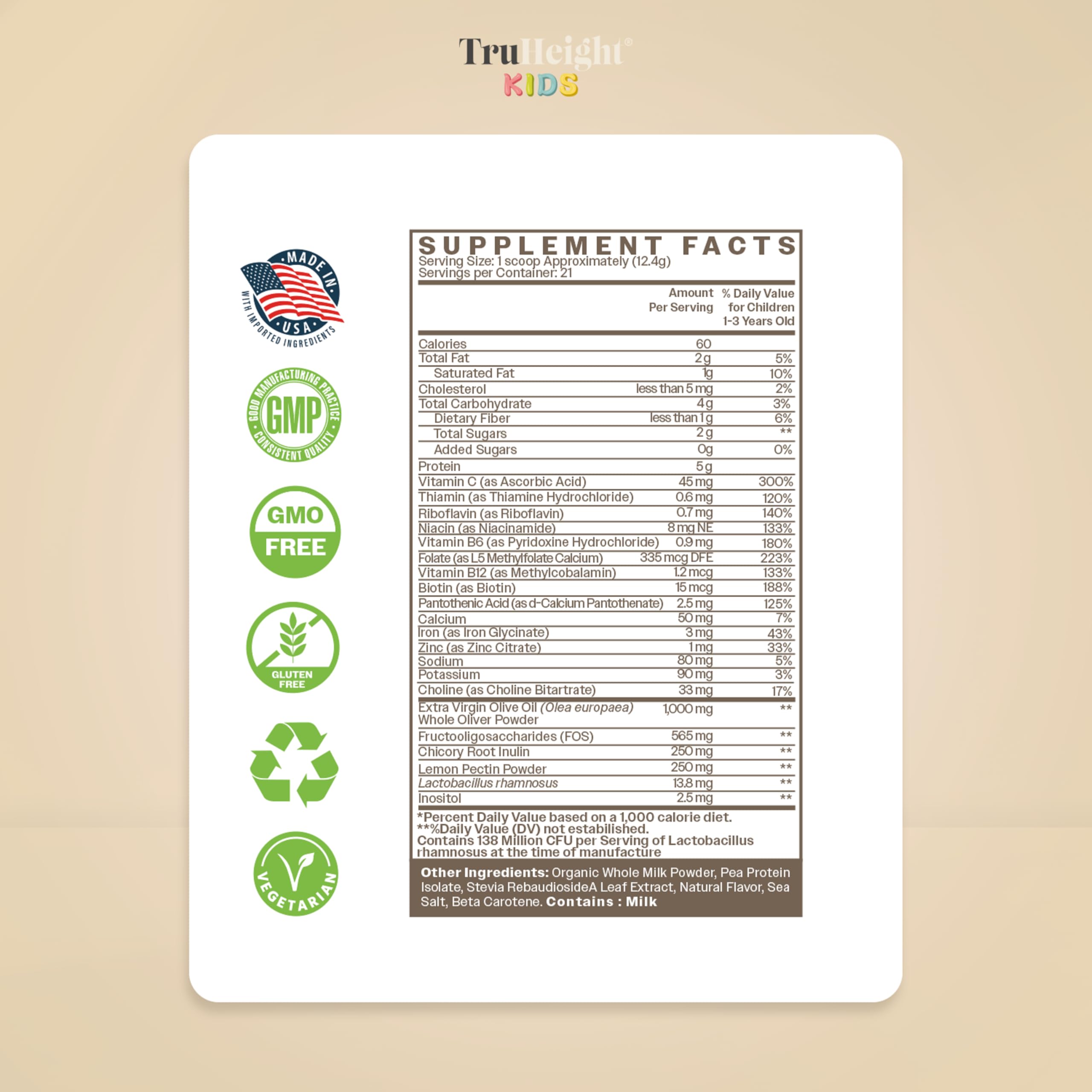 Made in USA GMP-certified facility with non-GMO ingredients
