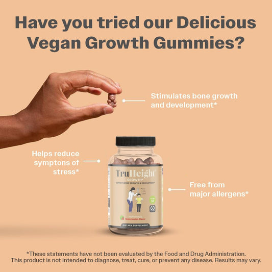 Close-up of TruHeight Growth Gummies Watermelon packaging