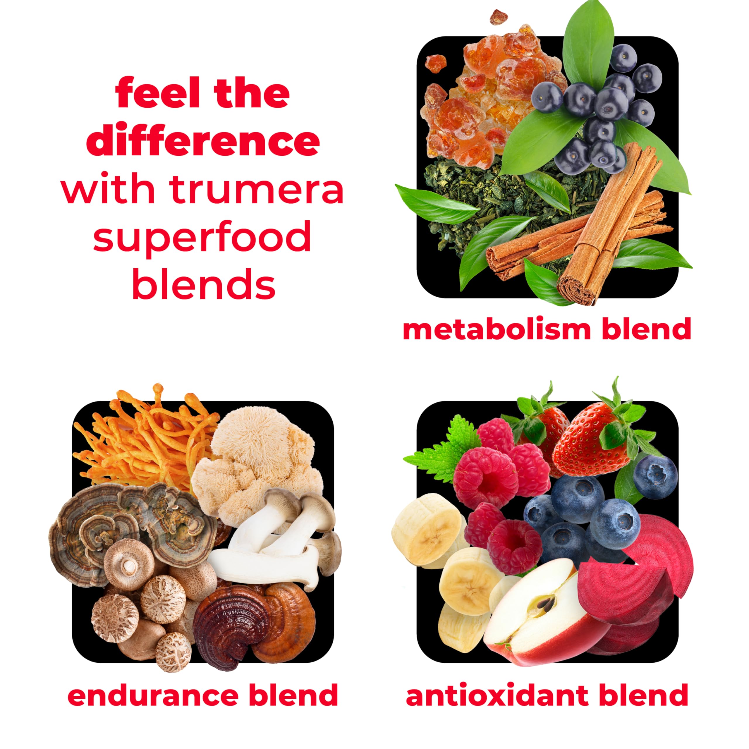 Close-up of organic Reds powder ingredients
