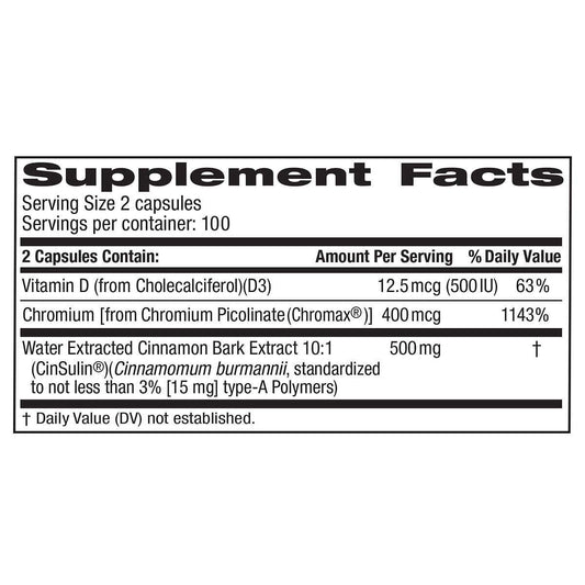 Close-up of CinSulin 500 mg bottle label
