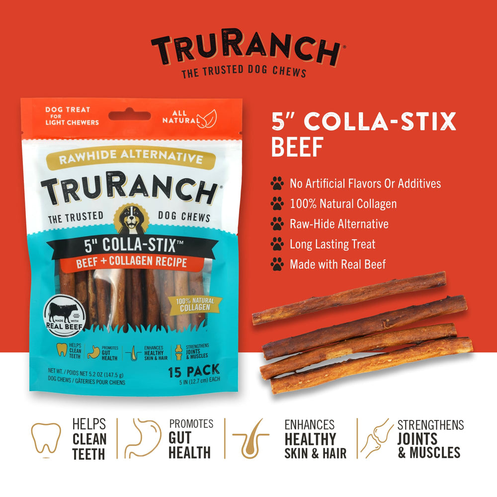 Close-up of beef-flavored collagen sticks texture