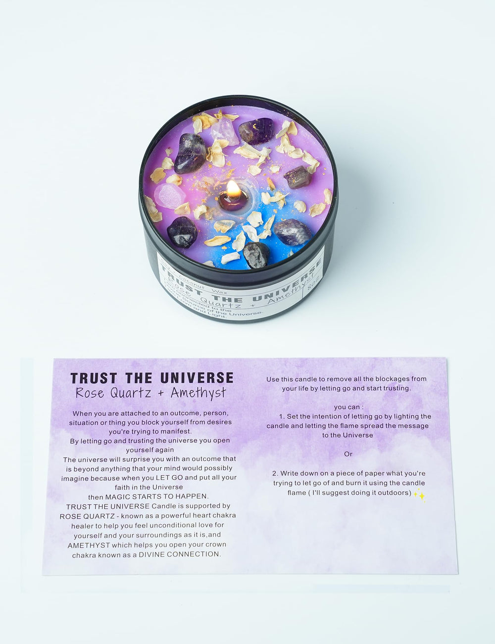 Gift-ready Trust The Universe healing candle in a jar