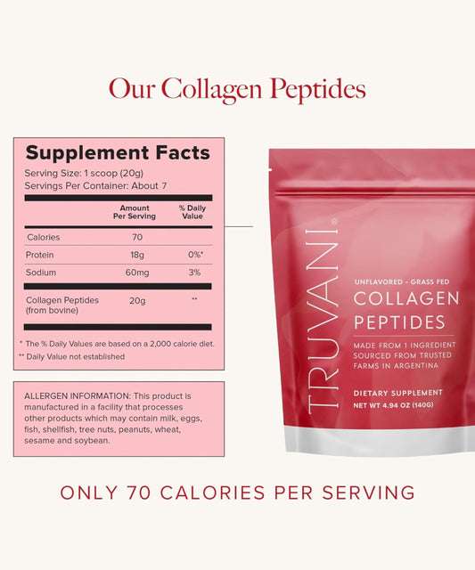 Unflavored collagen peptides powder scoop