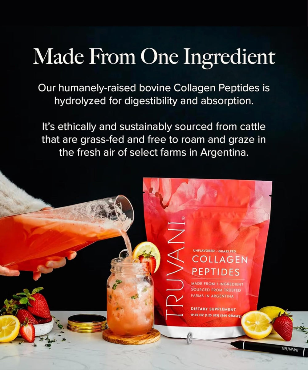 Serving size information on collagen container