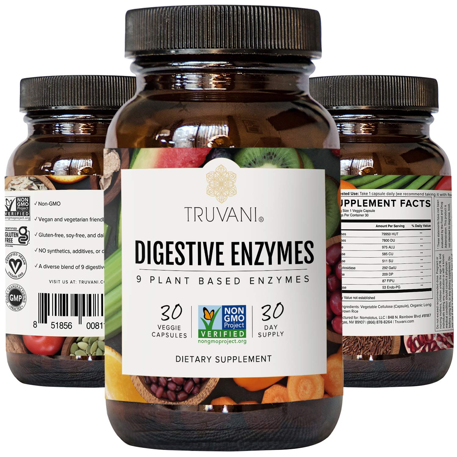 Non-GMO certification label on Truvani Digestive Enzymes