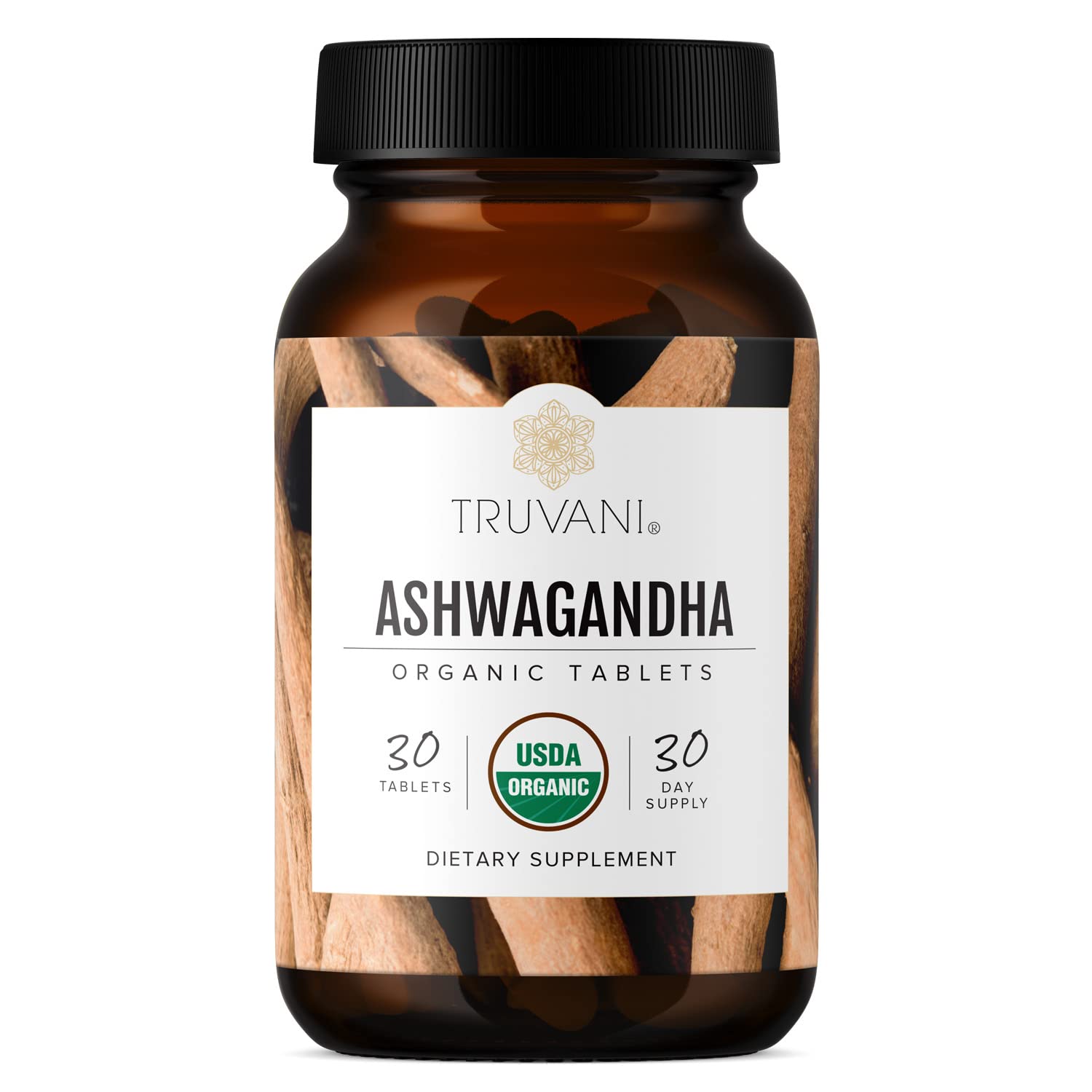 Truvani Organic Ashwagandha bottle with label