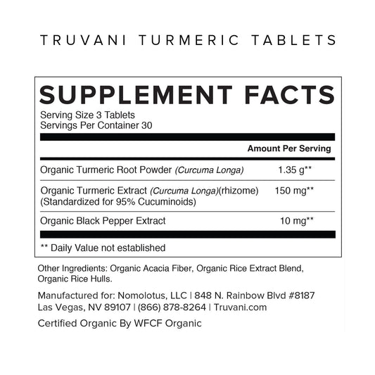 Close-up of Truvani Turmeric Curcumin bottle label