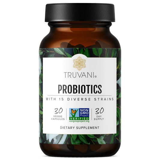 Truvani Probiotic Supplement bottle labeled 30 servings