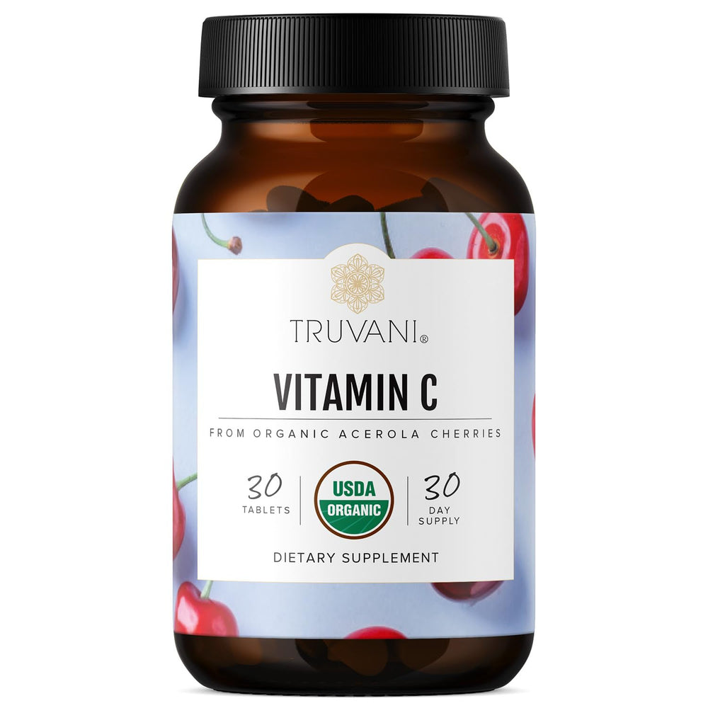 Truvani Vitamin C bottle with USDA Organic seal