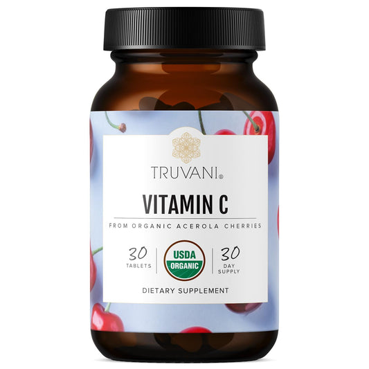 Truvani Vitamin C bottle with USDA Organic seal