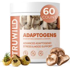 Hero image: TruWild Adaptogen Blend bottle with Cordyceps, Maca and Ashwagandha 60 capsules