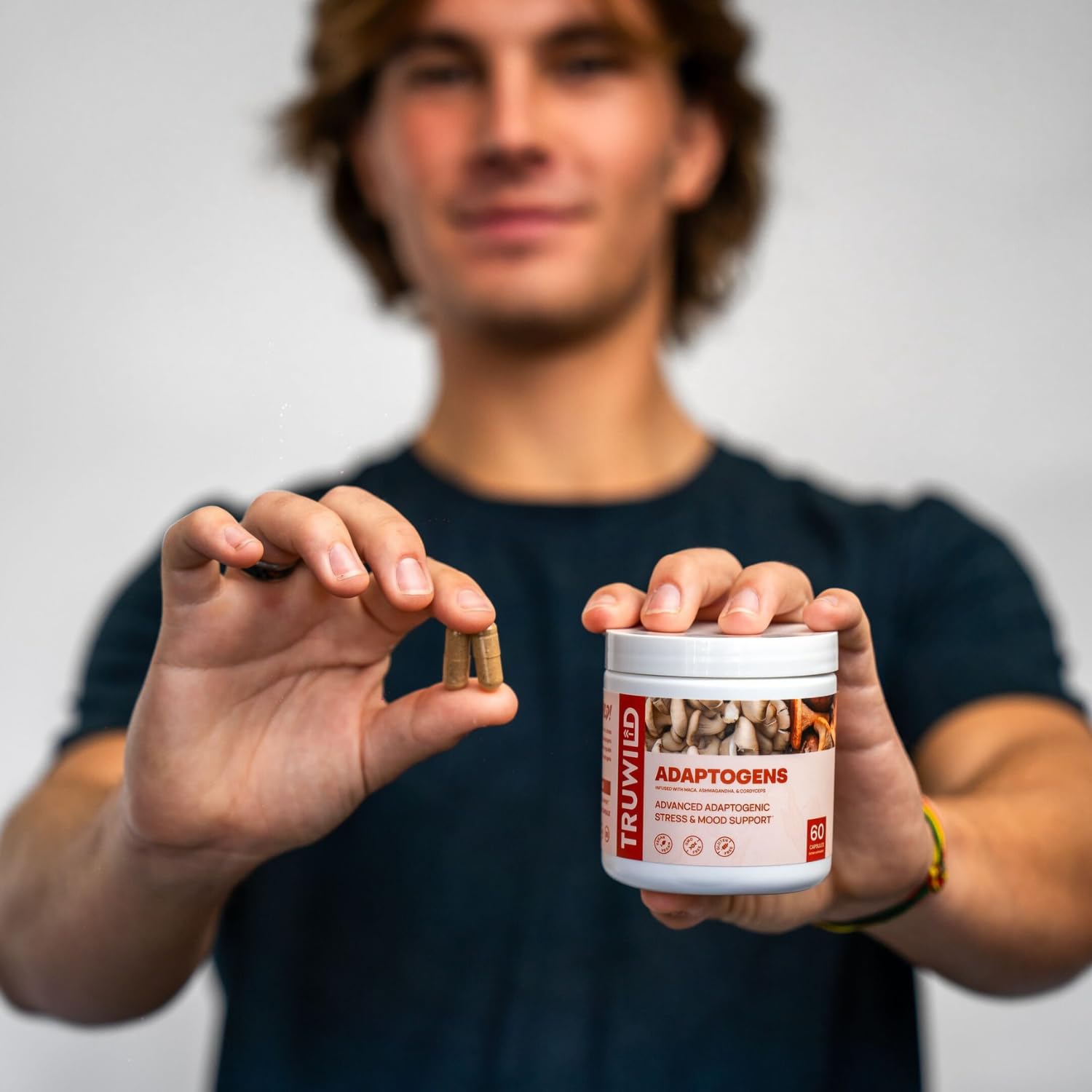 Vegan, gluten-free, non-GMO symbols on TruWild label