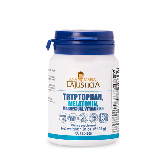Tryptophan, Melatonin, Magnesium and Vitamin B6 60 Tabs bottle label
