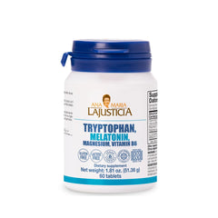 Tryptophan, Melatonin, Magnesium and Vitamin B6 60 Tabs bottle label