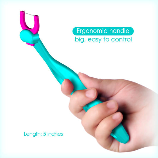 Close-up of the blue child-sized handle for the T.Smile kit