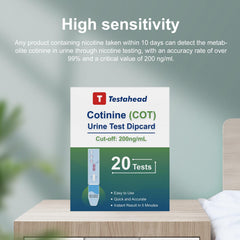 Individual nicotine test strip in its sealed pouch