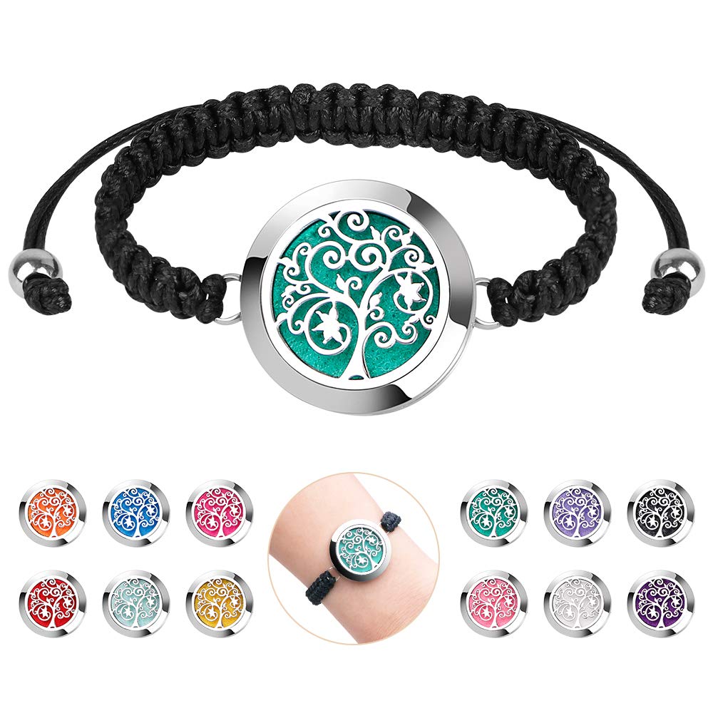 Front view of ttstar Essential Oil Diffuser Bracelet with stainless steel locket