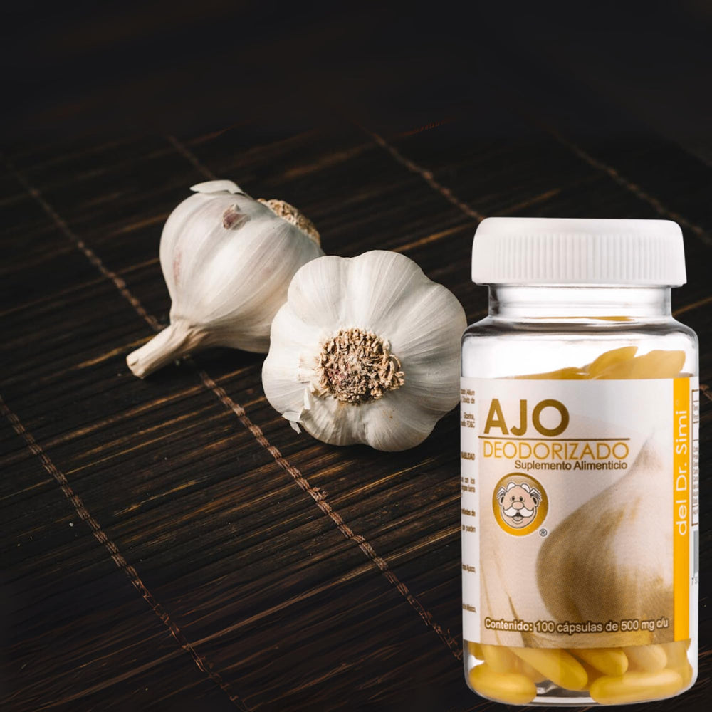 Garlic supplement bottle for cardiovascular and immune support