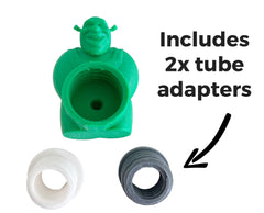 Close-up of Shrek toothpaste topper with adapter detail