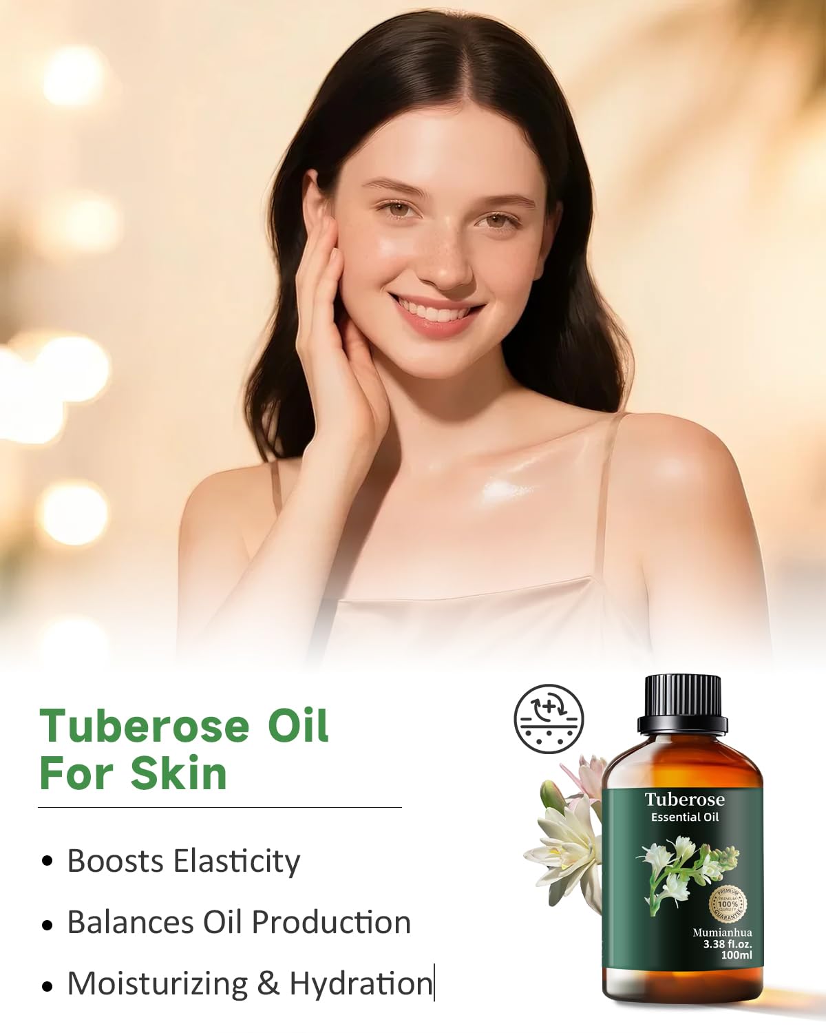 Tuberose essential oil for facial massage and skincare