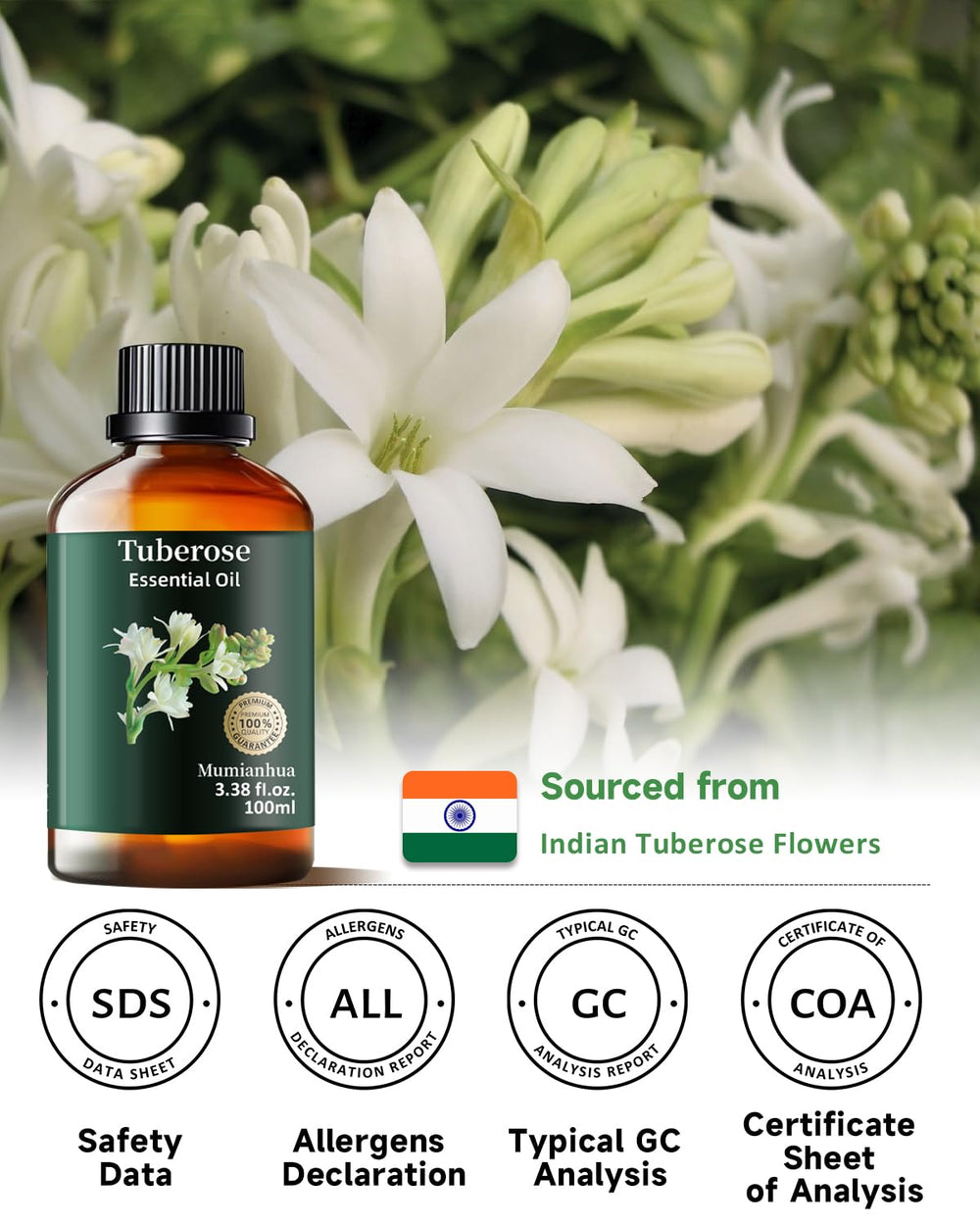 Tuberose essential oil for haircare and shampoo