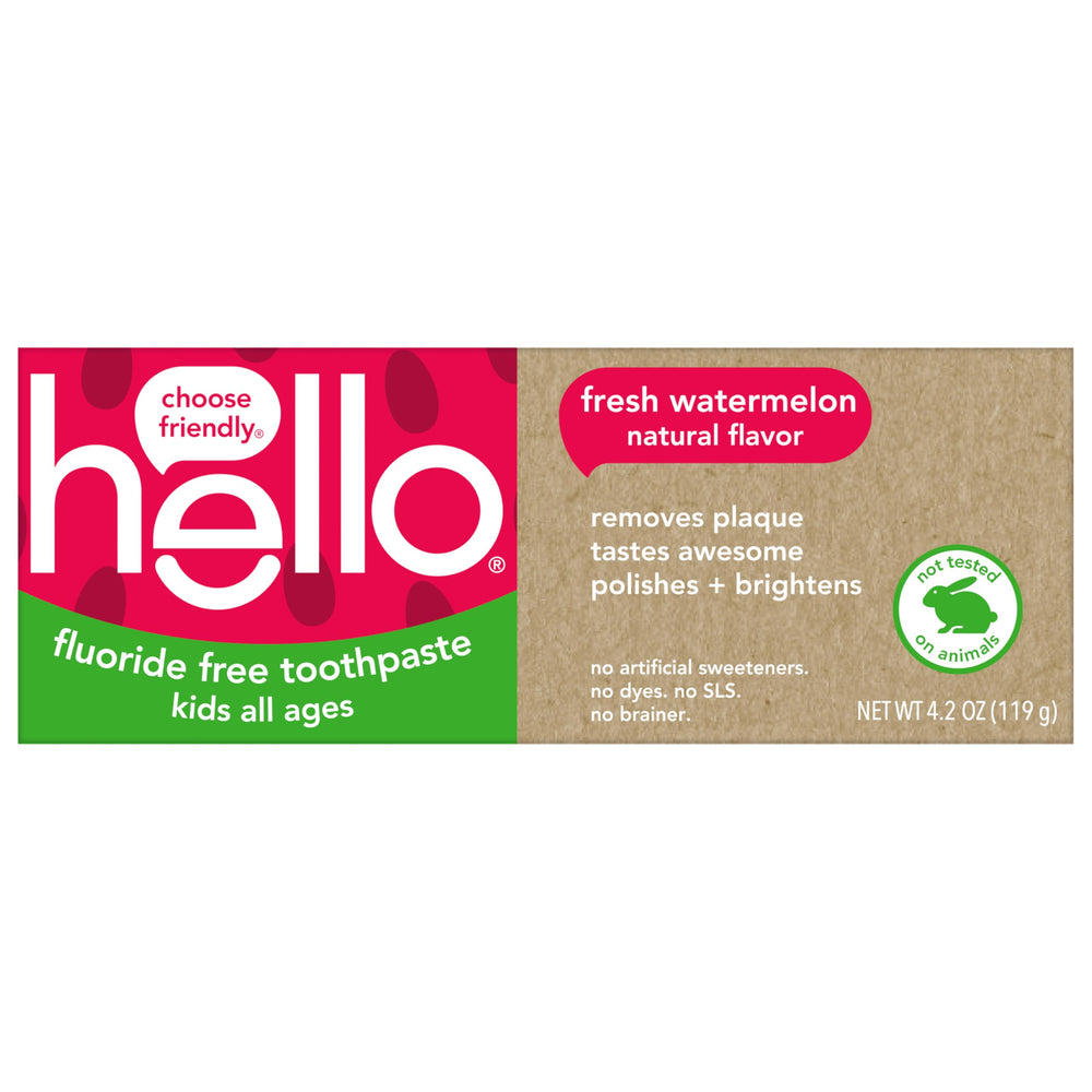 Tubes and a toothbrush with watermelon branding