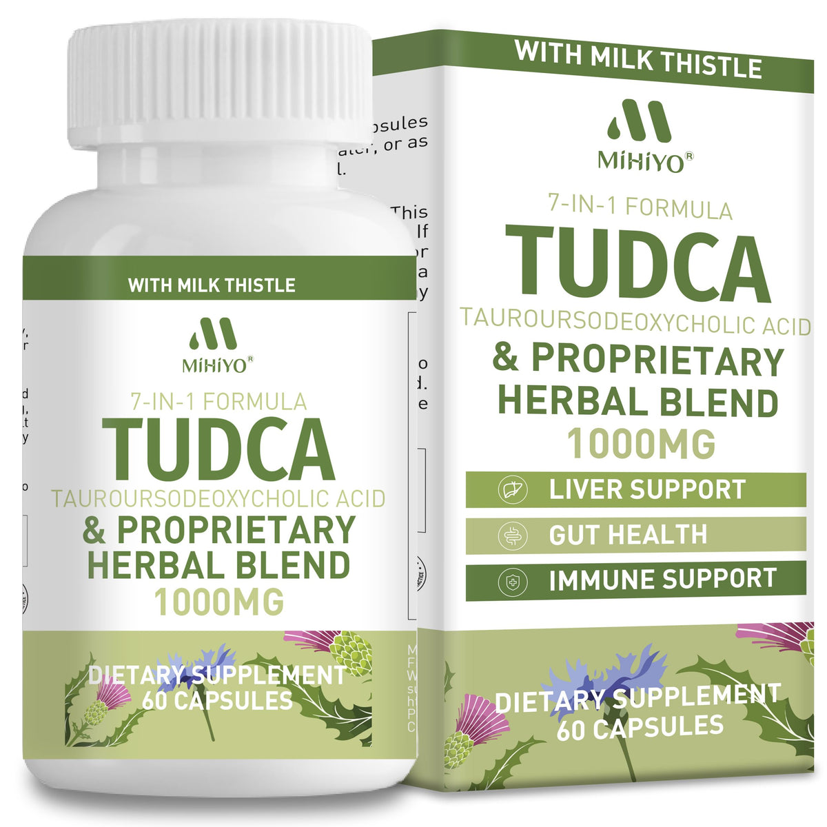 Front view of TUDCA Supplement 1000mg bottle