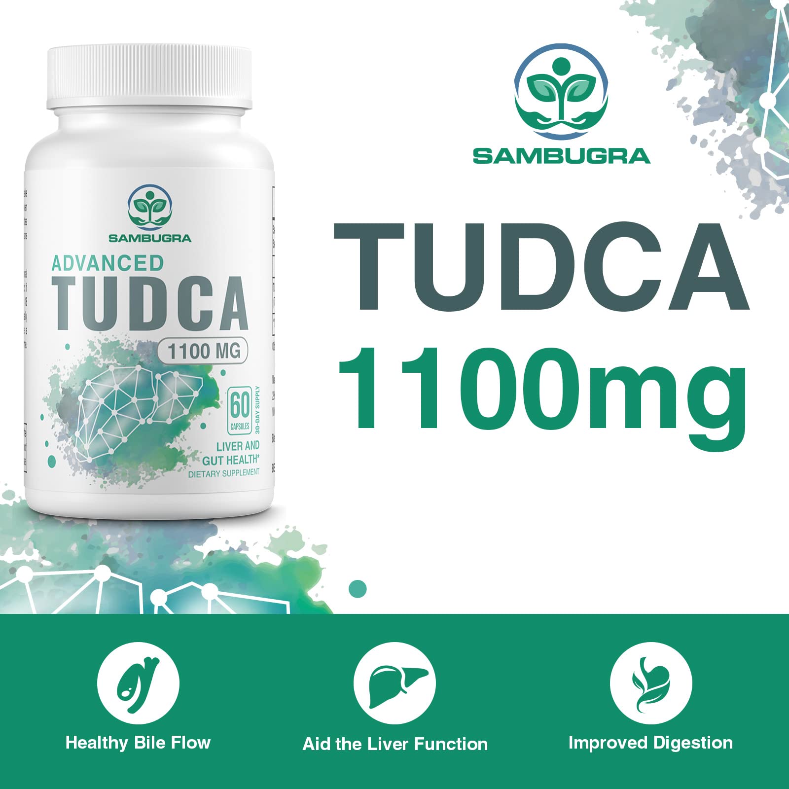 Nutrition facts label for Tudca 1100mg