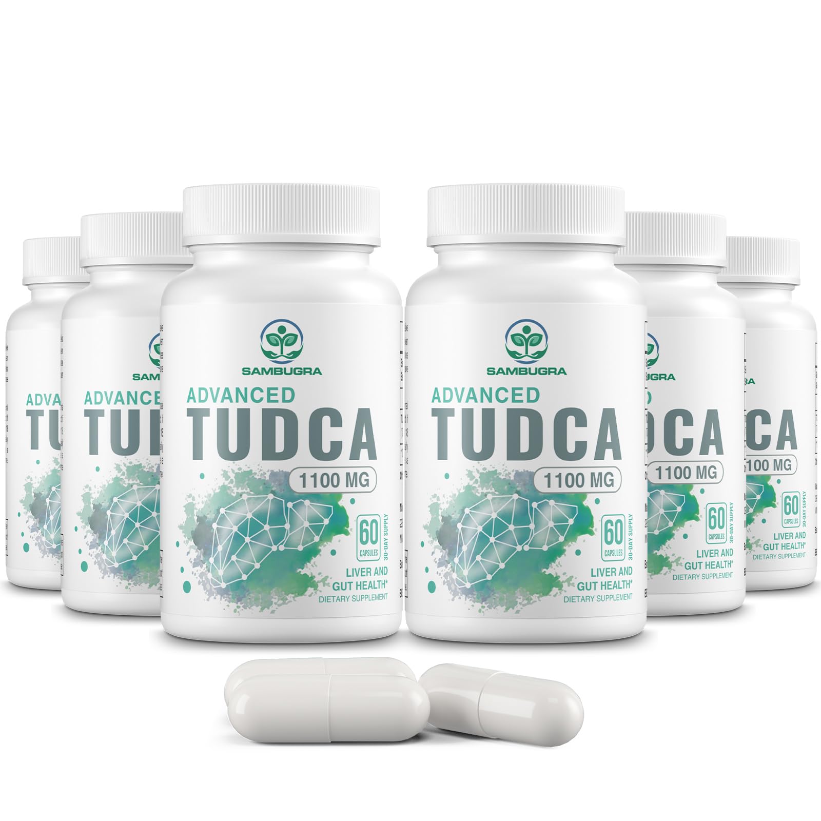 Bottle of TUDCA 1100mg liver support with 360 capsules