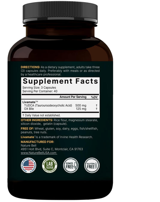 Product label highlighting TUDCA and OX Bile ingredients
