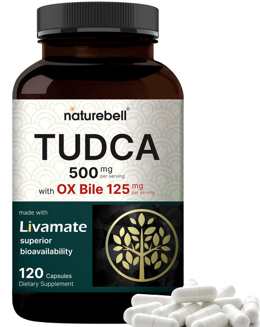 TUDCA 500mg with 125mg OX Bile per serving label on bottle