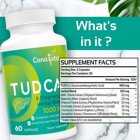Close-up of Canarata TUDCA Liver Support product label