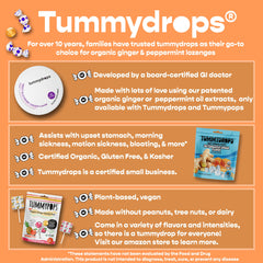 Tummydrops Ginger Strawberry flavor pouch, tasty organic option for quick snacking.