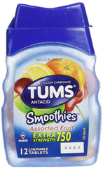 TUMS Smoothies assorted fruit chewable tablet close-up for fast heartburn relief