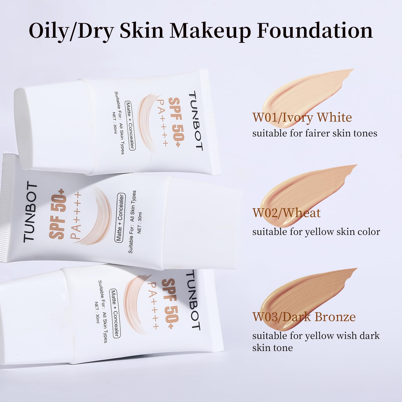 TUNBOT Concealer Foundation covers blemishes for a smooth, unified complexion.