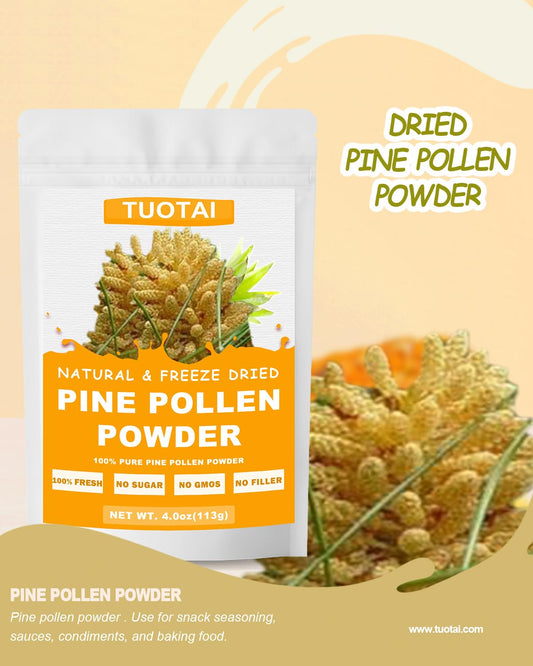 Close-up of pine pollen powder texture