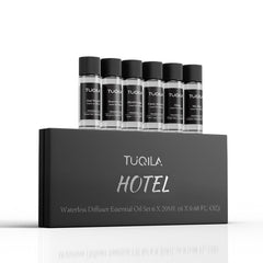Tuqila waterless diffuser oil set with six 20ml bottles: My Way, Olene, Candy Mints, Mysterious, Bergamot, Oud Wood