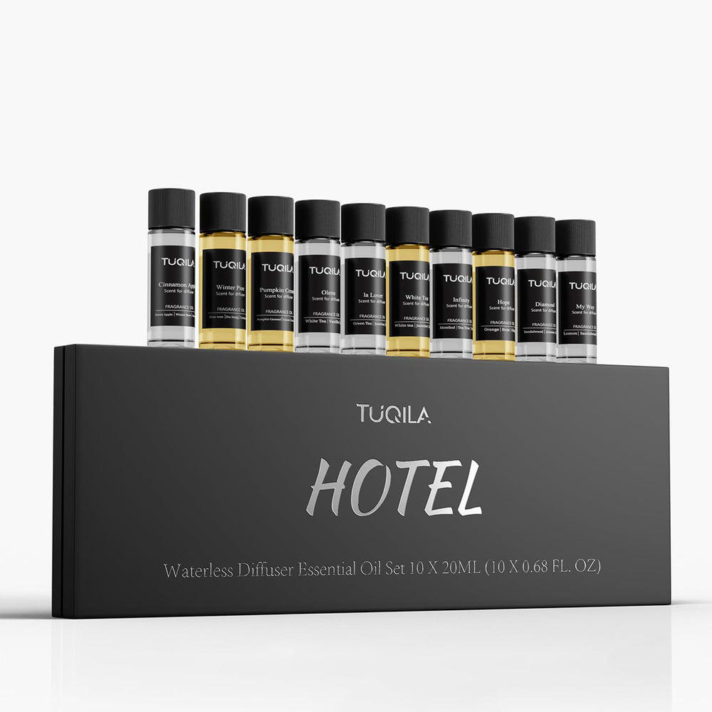 Tuqila Hotel Luxury Waterless Diffuser Set – 10 x 20 mL essential oils
