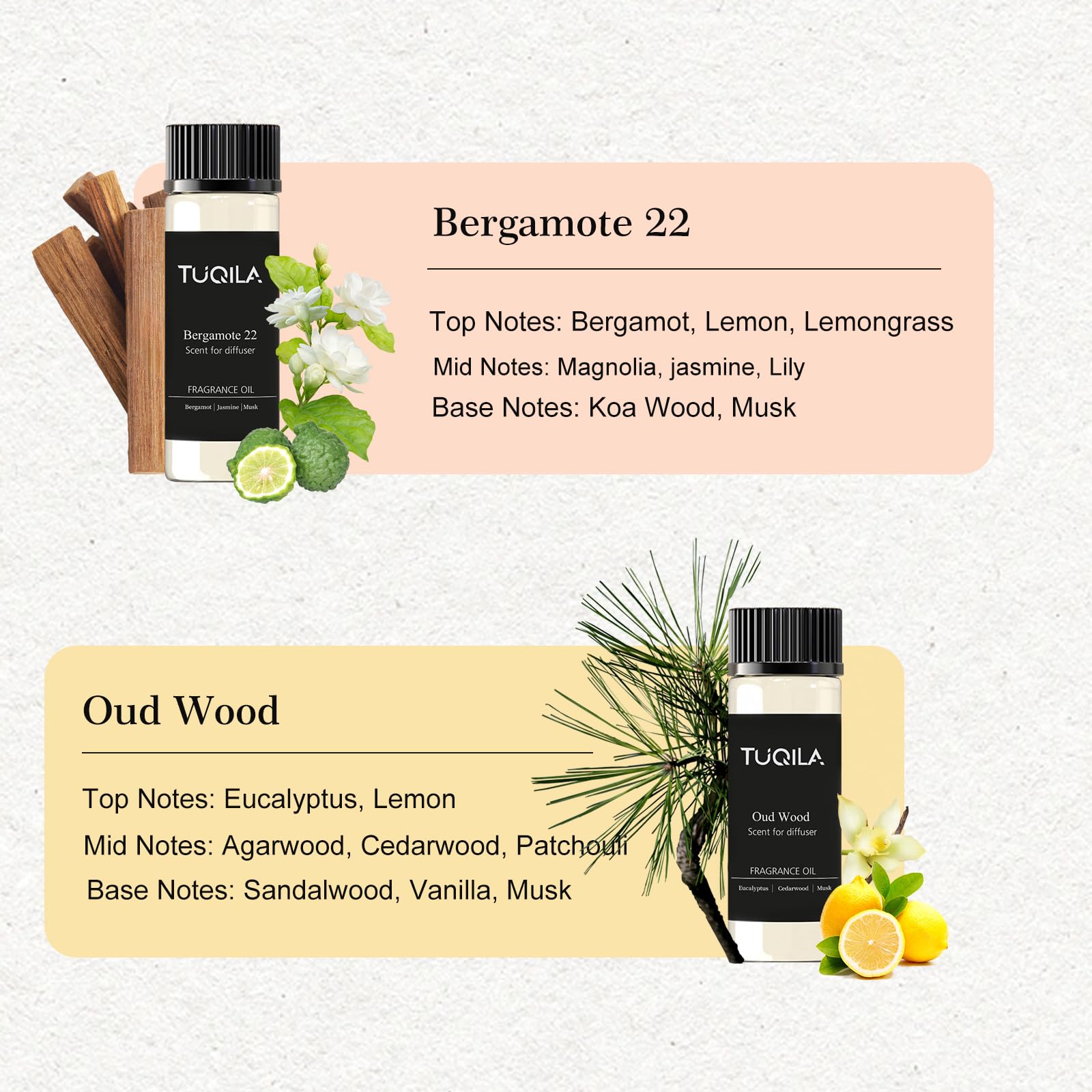 Scent test strips included with Tuqila diffuser oils