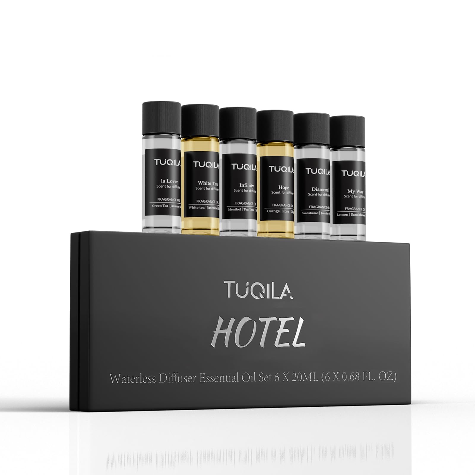 Tuqila Waterless Diffuser Set – six 20mL essential oil bottles