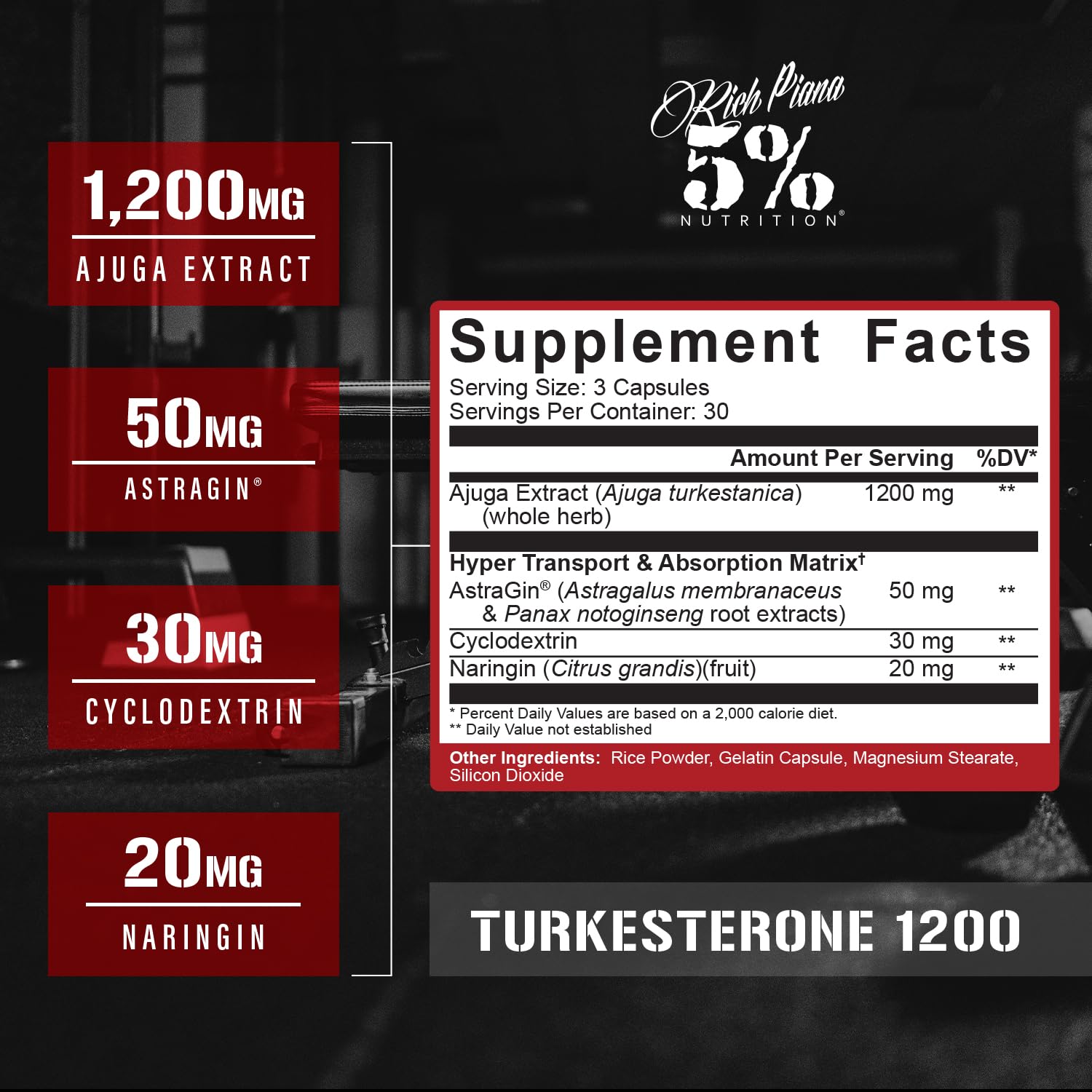 Close-up of Turkesterone 1200mg capsules