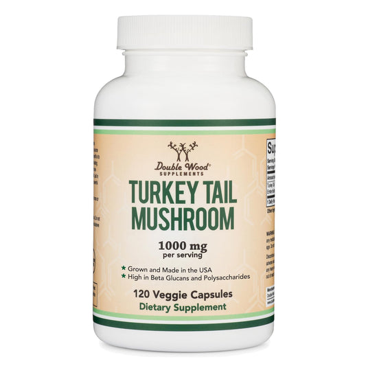 Turkey Tail Mushroom supplement bottle with 120 capsules