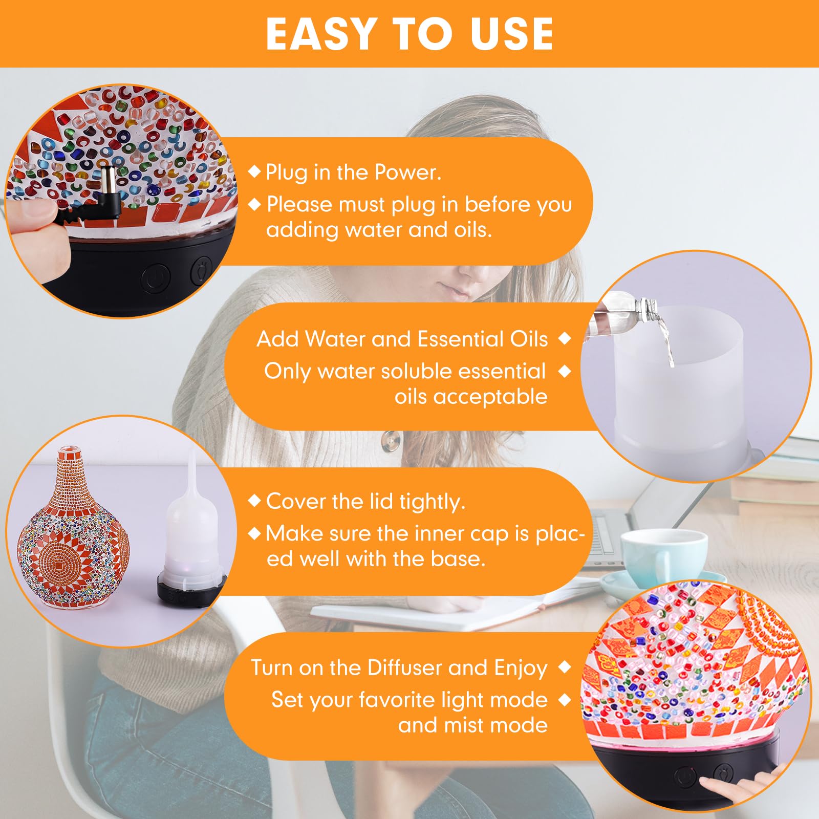 Turkish-inspired aromatherapy diffuser with LED lighting