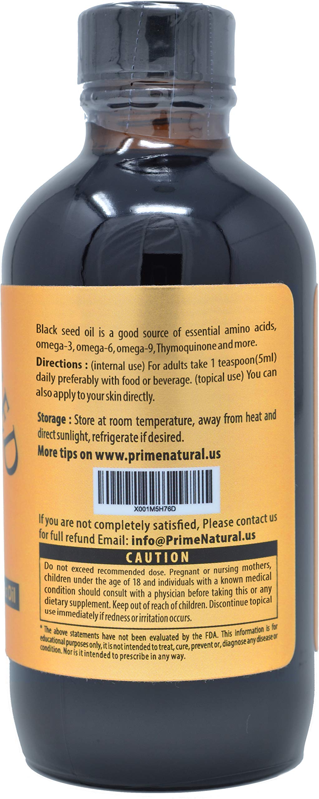 Close-up of Turkish origin Nigella Sativa liquid label
