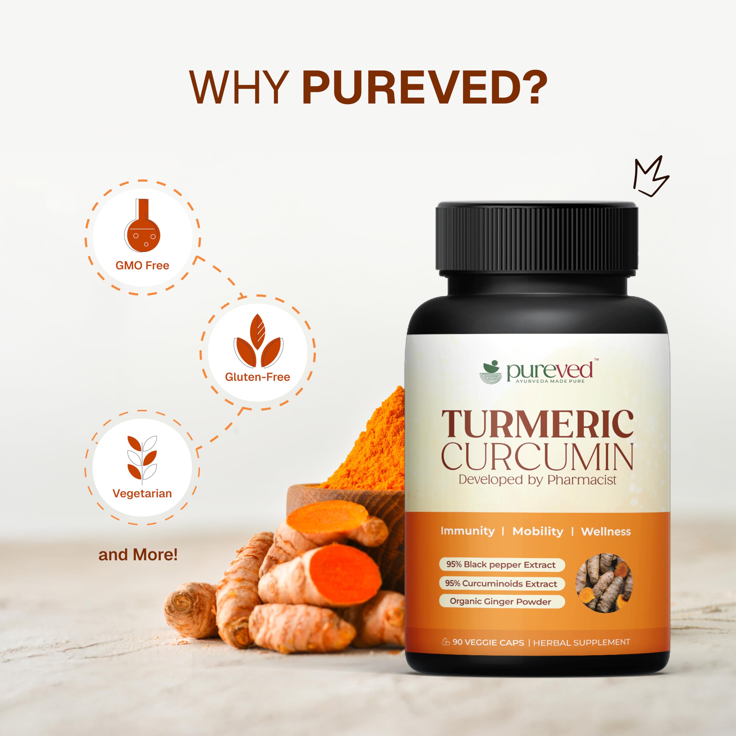 Turmeric capsules with naturally occurring curcuminoids