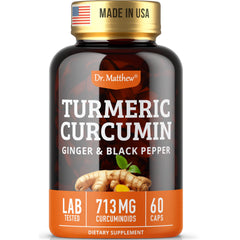 Front view of turmeric curcumin 1000mg bottle with black pepper